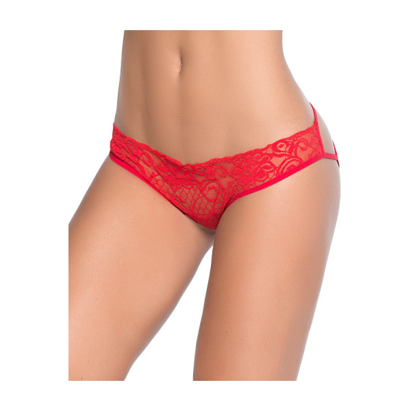 Culotte ouverte rouge ornements façon cage 